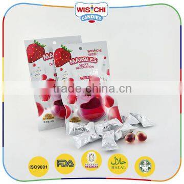 Yummy product round juicy center filled strawberry soft candy