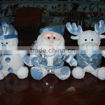 lovely promotional customized stuffed plush chiristmas snowman,santa claus,reindeer toy with shirt,hat, scarf