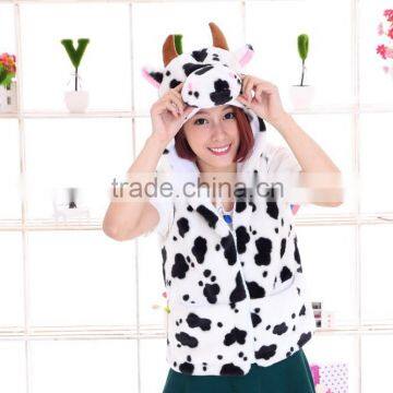 beautiful promotional black/white customized plush milk cattle animal shaped clothes/clothing/costume/garment