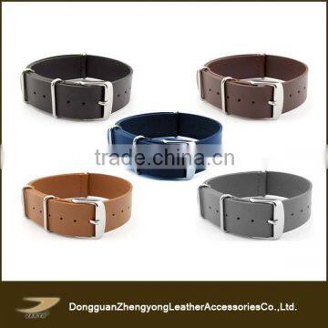 New arrival leather nato strap with stainless steel buckle strap , 20 mm is available