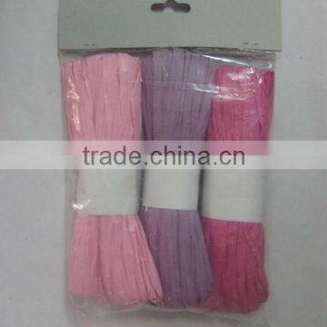 HOT SALE 3pk 14Grams Plain Color Paper Raffia Ribbon Bundle in Polybag