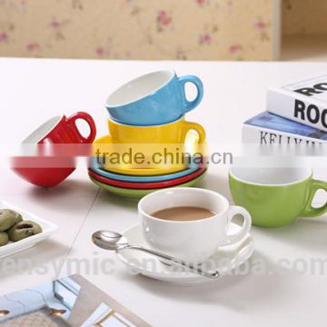 color glazed ceramic cappucino coffee cup