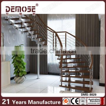 wood steel curved stairs,stair wood handrail design