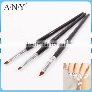 ANY Cheap Black Wood Handle 3PCS Nail Art Custom Design Nail Brush Set