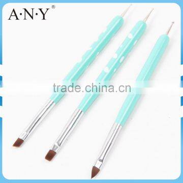 ANY 3D Nails Building 3PCS Wood Handle Two-sides Nail Brush