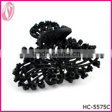 Fashion plain metal hair accessory diamante flower hair claw