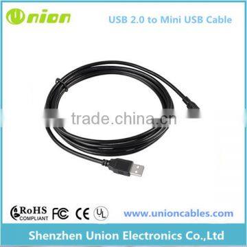 Black NEW 15 FT USB 2.0 MALE A to MINI B 5 PIN Gold Cable