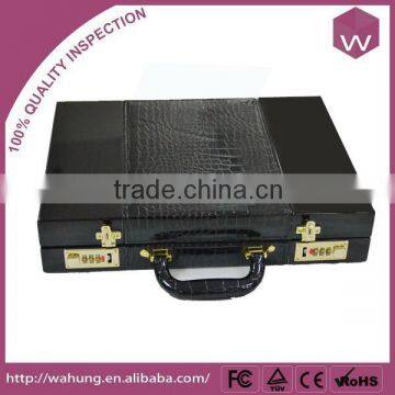 Suitcase Shape Wooden Gift Box With Black Glossy Finish & Leather