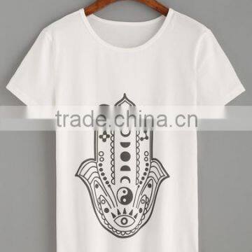 T-shirts latest fashion design women clothing White Graphic Print T-shirt