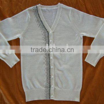 cotton cardigan sweater with decoration