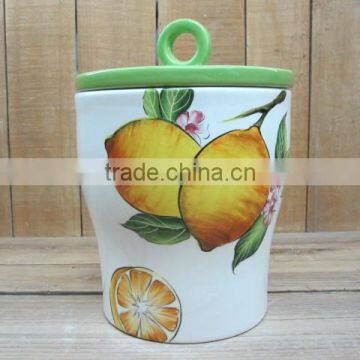 Ecological ceramic cookie canister with lemon decal