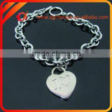 Promotion bling design link bracelet with LOVE charms