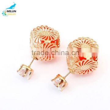 Fashion high quality acrylic wholesale jewelry earring hollow out flowers stud earrings