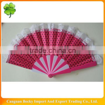 Lace plastic Folding Polka Dot hand fan