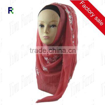 Wholesale Manufacturer New Design Embroidery Flower Cotton Scarf Hijab Shawl Muslim