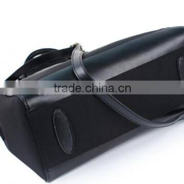 Fashion Women Leather Mix Canvas Bags Crossbody Handbag With Long Strap photo-5