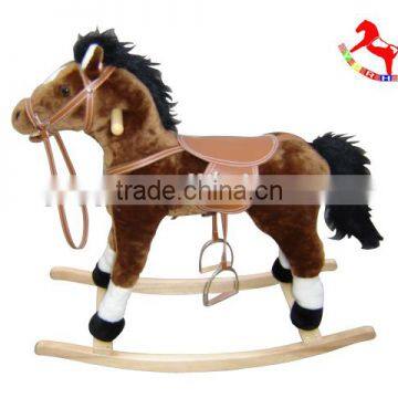 78*28*68cm promotional customized light brown children playful plush rocking horse toy