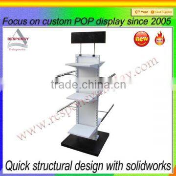 Four Side Ways Metal Boards And Hooks Display Rack For Retail Store