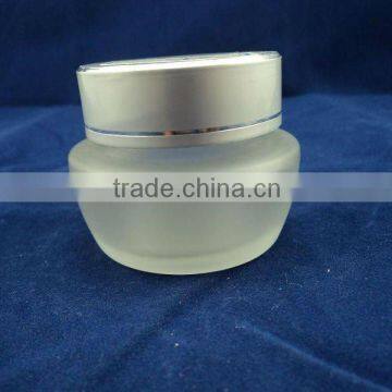 frosted glass cosmetic jar with alumium cap