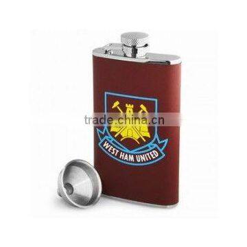 6oz trendy stainless steel leather flask covers