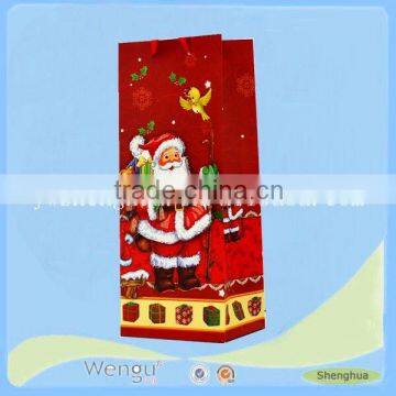 2015  lasted style single red paper christmas wine bottle bag