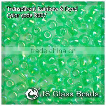 High Quality Fashion JS Glass Seed Beads - R007# Rainbow Dyed Grass Green Transparent Rocailles Beads For Garment & Jewelry