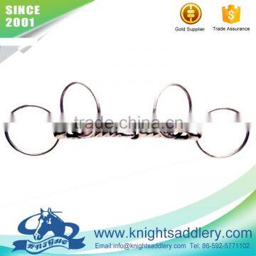 SS Ring Snaffle Bit with One Side Twisted Jointed Mouth 4 Rings