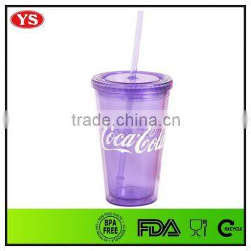 16oz bpa free double wall plastic smoothie cups with straw