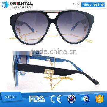 Pure white in Middle Transparent Blue Inside Acetate Frame with Hollow Out Temples Cat.3 Polarized Sunglasses