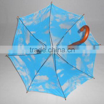 Sky Blue and White Cloud Umbrella Wooden Umbrella Blue Sky photo-2