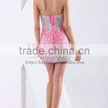 Heavy Handmade Off Shoulder Detachable Deep V-neck Beaded Real Short Front Long Train Prom Dresses photo-5