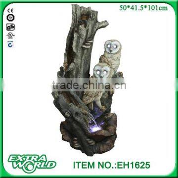 40-Inch Woodland Creature TWO Owls Garden Outdoor Water Fountain