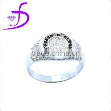 Turkish silver jewelry pave setting gemstone men ring factory price