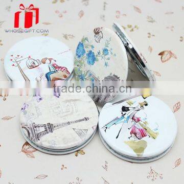 Pu Leather Flower Designs Wholesale Compact Mirror,Makeup Mirror,Round Mirror