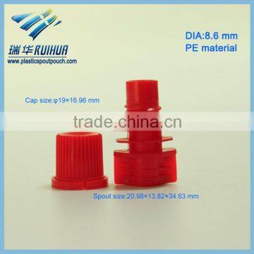 Non spill red 8.6mm doypack cap plastic packaing for food