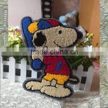 custom made cute dog playing baseball embroidery chenille patches