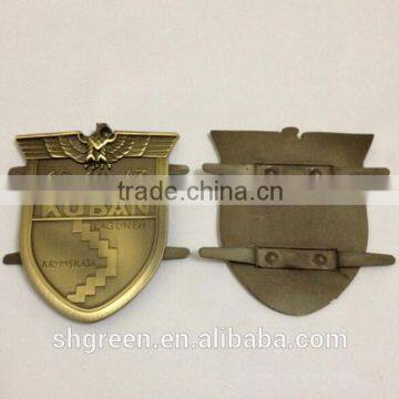 Bronze color embossed metal badge for shoes