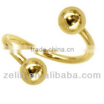 Unique gold pated spiral lip rings body jewelry piercing