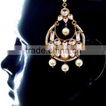 Round Pearl Beaded Maang Tikka