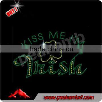 Rhinestone Kiss Me I am a Irish Hotfix Motif Design for Tutu