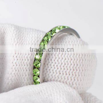 316L Stainless Steel Peridot Green Cubic Zirconia CZ Eternity Wedding 4MM Band Ring photo-4