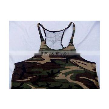 100% cotton Y-back mens gym singlet with custom printing,Top quality wholesale camouflague gym singlets,Stringer Vests.