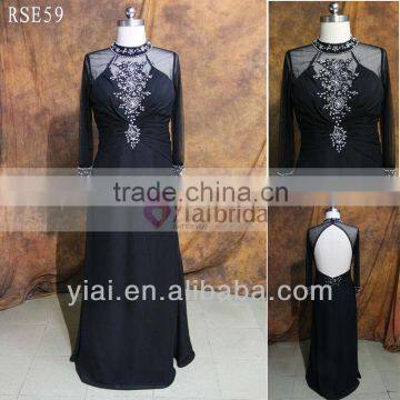 RSE59 Sexy Black Mother Of The Bride Dress Evening Dress