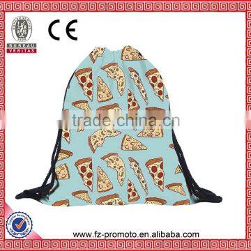 Modern Drawstring Backpack Pizza 3D Printing Bag Women Girl Travel Shopping Gift Bag Student School Bagpack