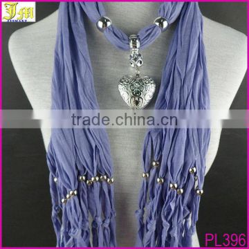 2014 Fashion Women Lady Beads Soft Jewelry Heart Pendant Necklace Scarf Stole Shawl Neck Wrap Gift