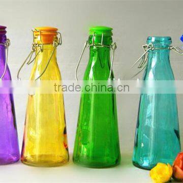 Glass juice/beverage bottle spray colors with lid