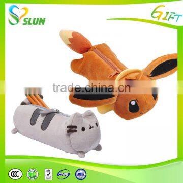 Wholesale cheap price cute double layer plush cosmetic Stationery Pencil Bag