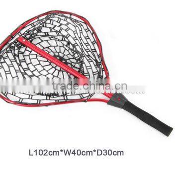 Fly fishing net, aluminum folding fishing landing net, rubber handle