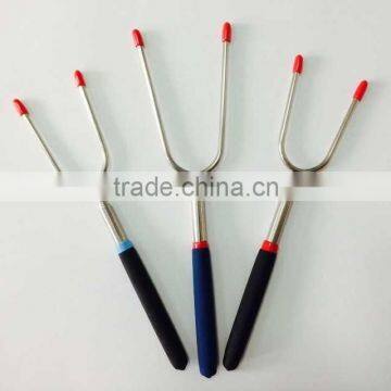 Marketable extendable steel BBQ Fork, Campfire roasting fork, Marshmallow fork