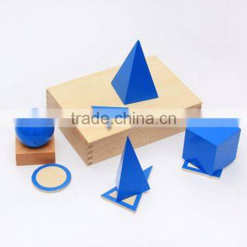 Wooden Educational Baby Toy Montessori Geometric Solids With Stands Bases and Box photo-5